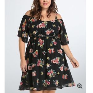 Torrid Floral Cold Shoulder Chiffon Dress